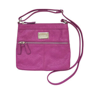 Nine West Fuchsia Pink Pebbled Leather Crossbody Handbag